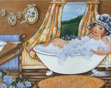 Diamond Painting Dikke Dames in bad met Ronde steentjes 100x80cm - Beste Kwaliteit